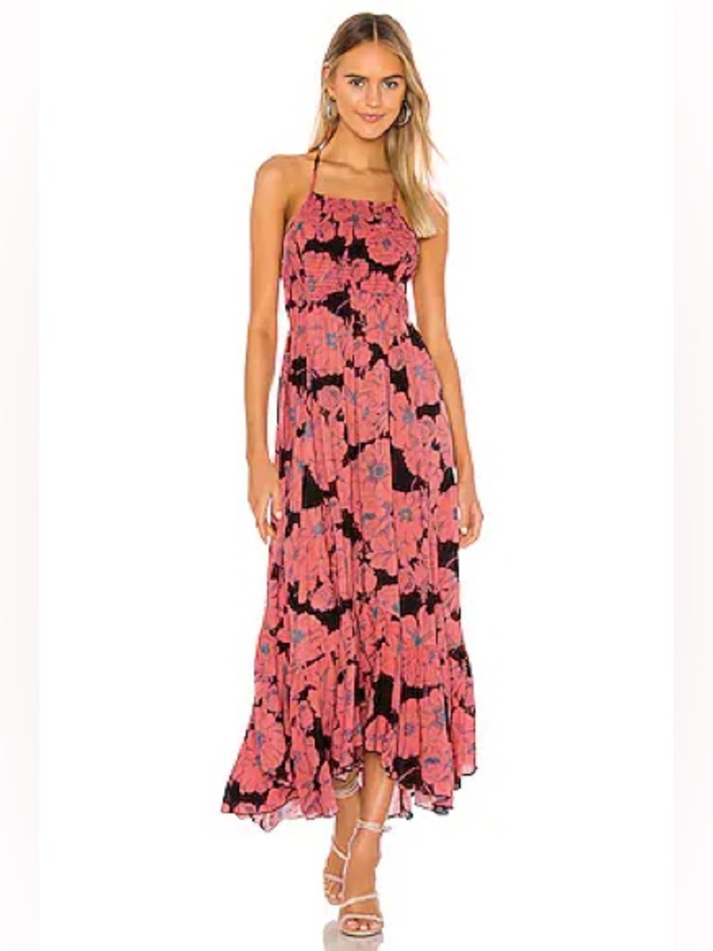 Free People Heatwave Printed Midi Dress in Black - Medium